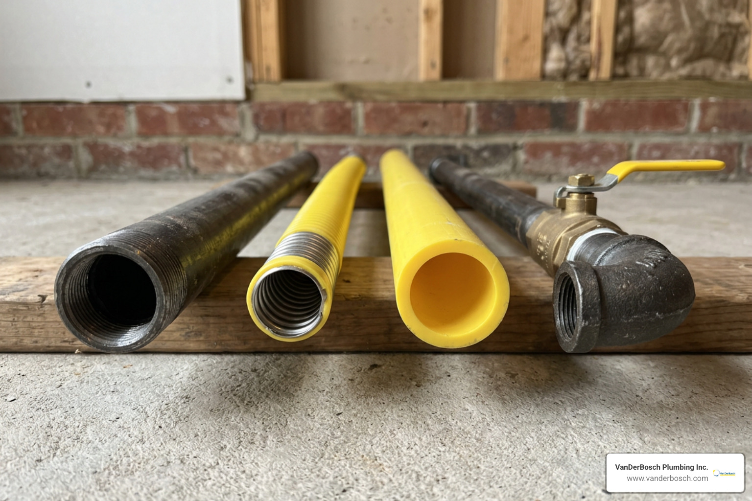 Cross section of various residential gas piping materials Cross section of various residential gas piping materials