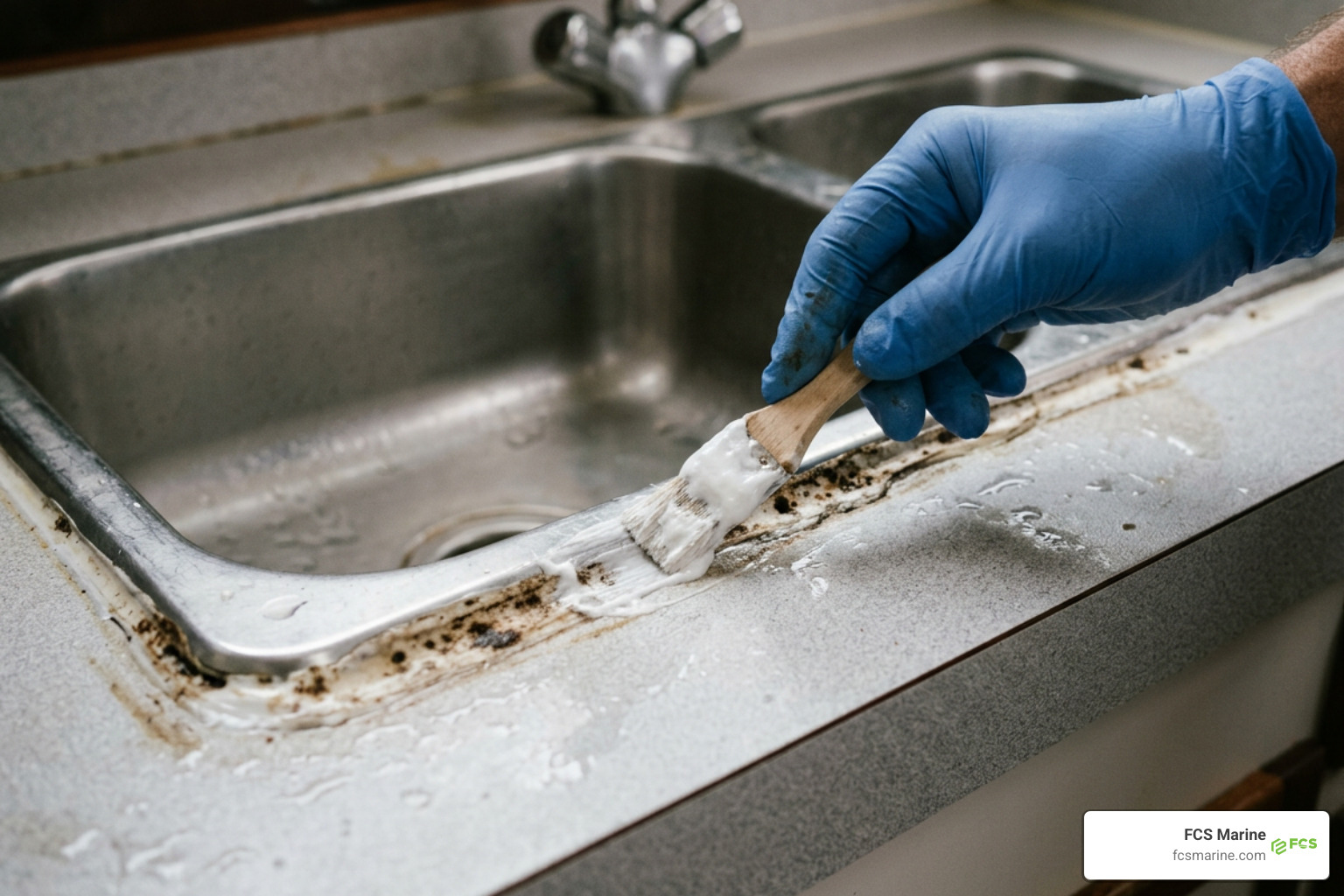 Applying cleaning paste to stained silicone joints