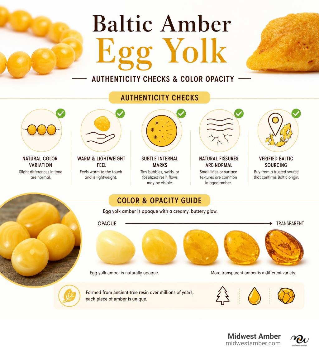 Infographic showing egg yolk amber authenticity checks and color opacity infographic