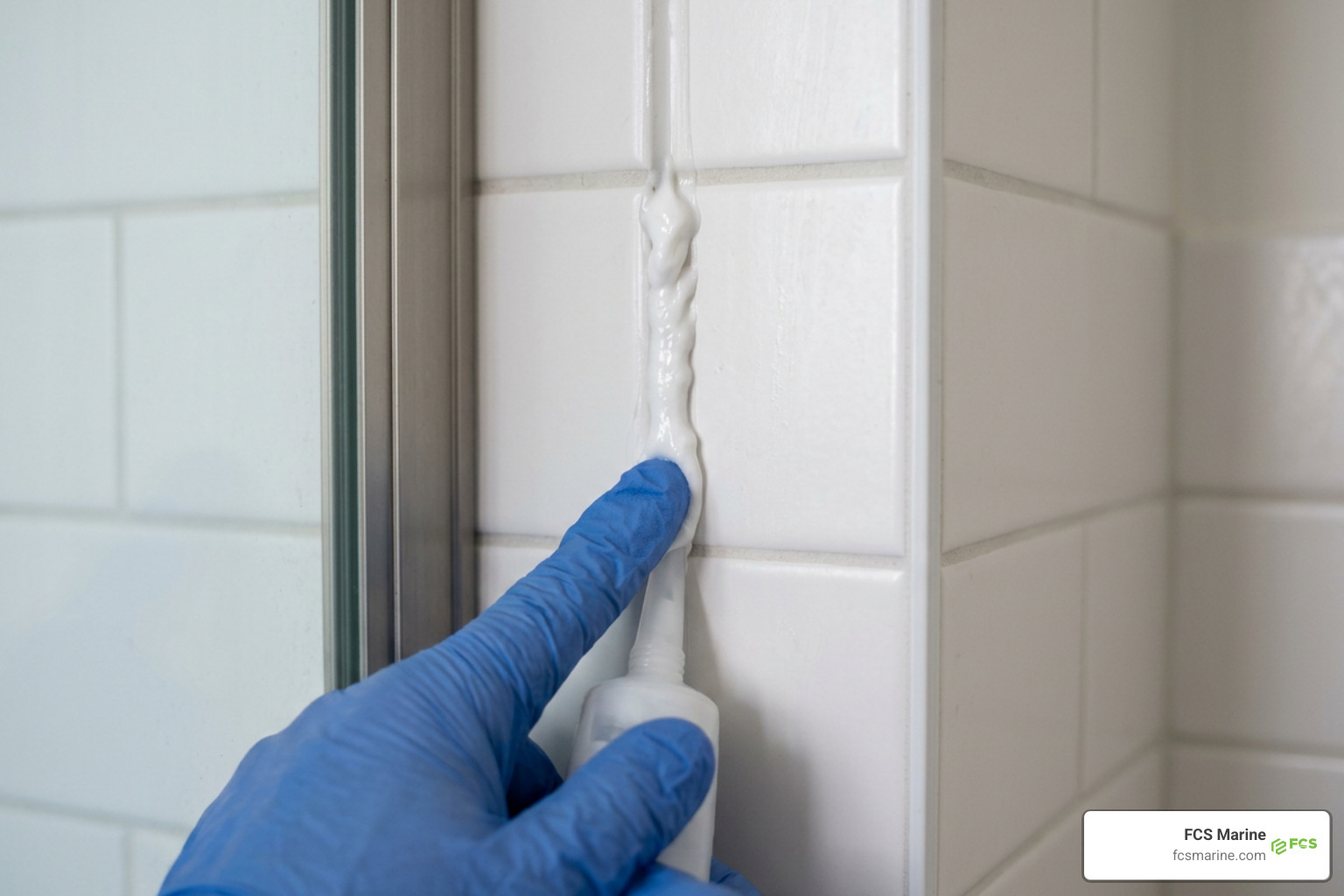 applying cleaning gel along vertical silicone lines