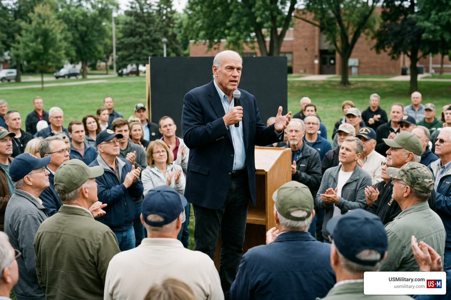 Jesse Ventura addressing community members and veterans Jesse Ventura addressing community members and veterans