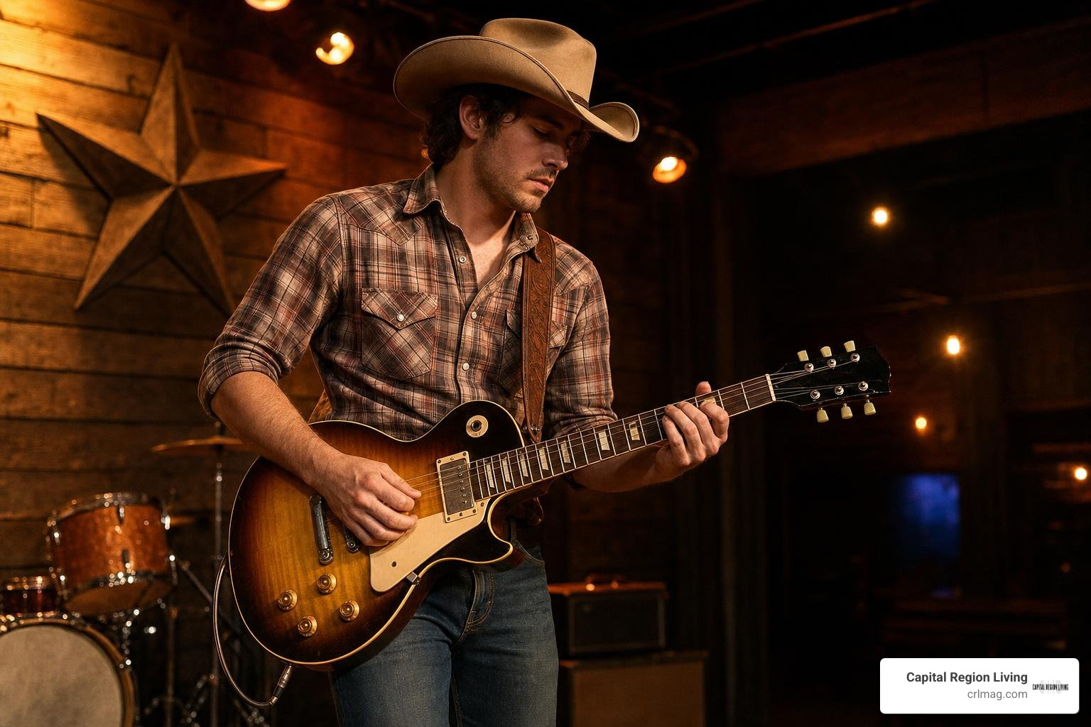 Ty Myers playing vintage electric guitar on stage