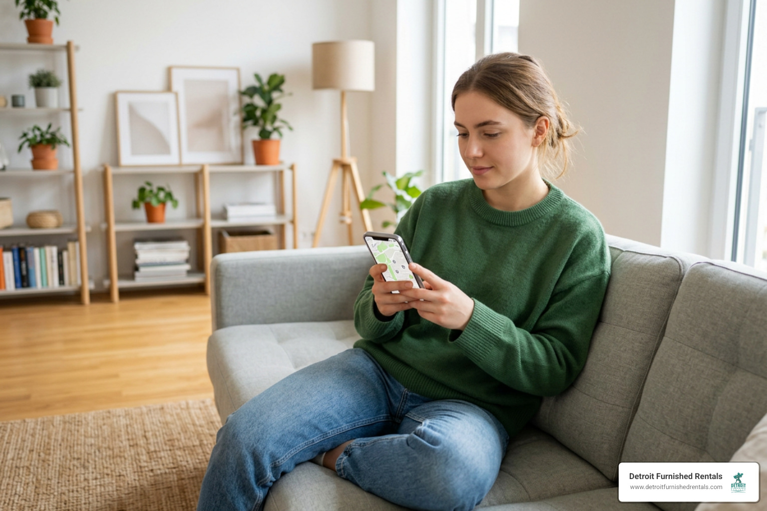 Renter using digital map interface to find utility-inclusive apartments