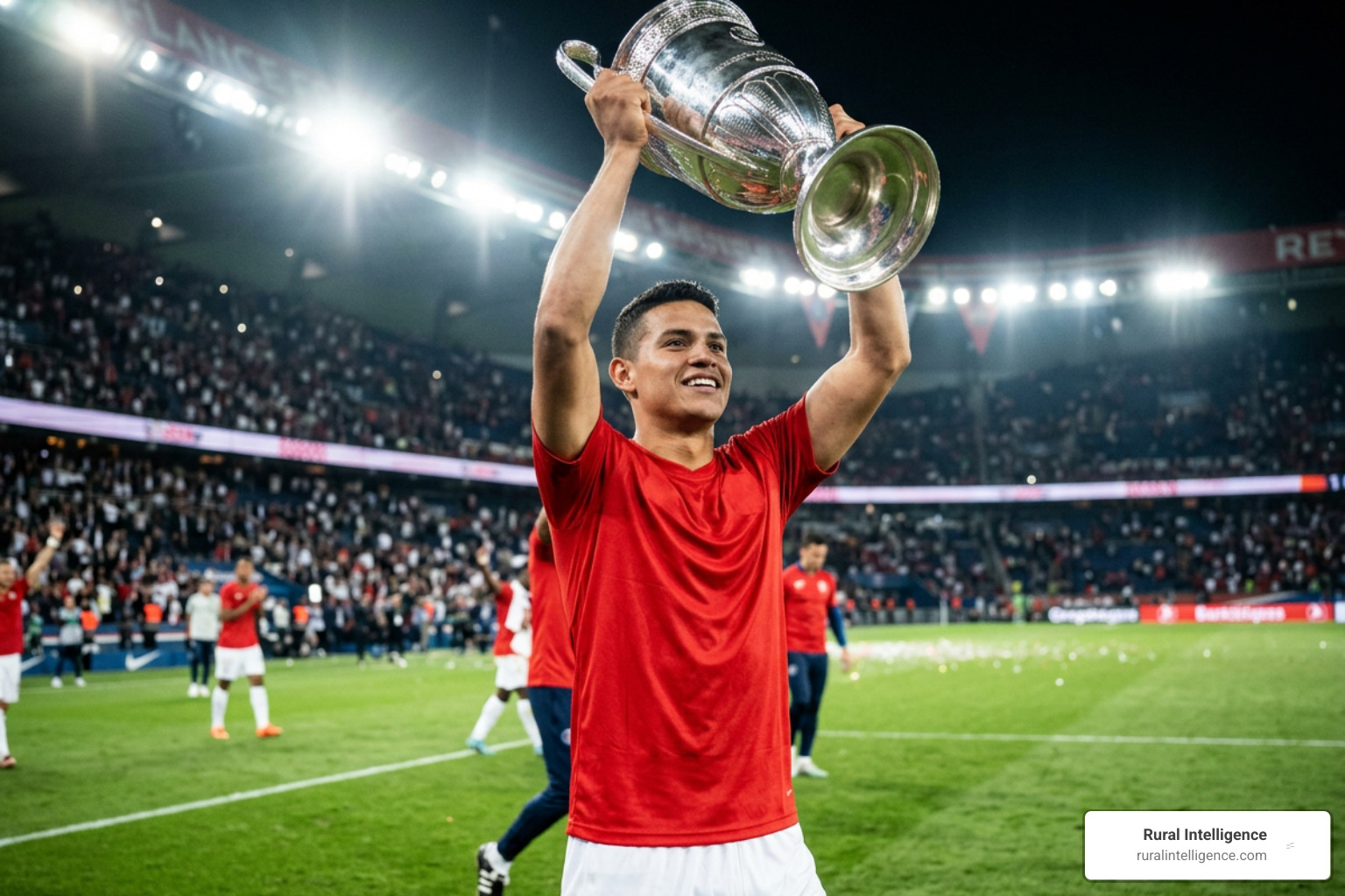 Richard Rios hoisting a domestic trophy