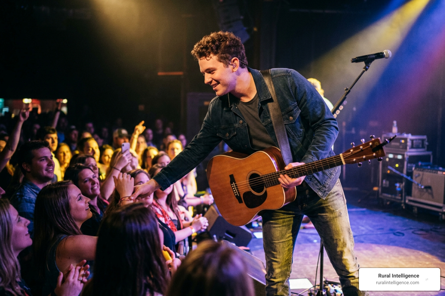 Ty Myers engaging with audience members from the front of the stage