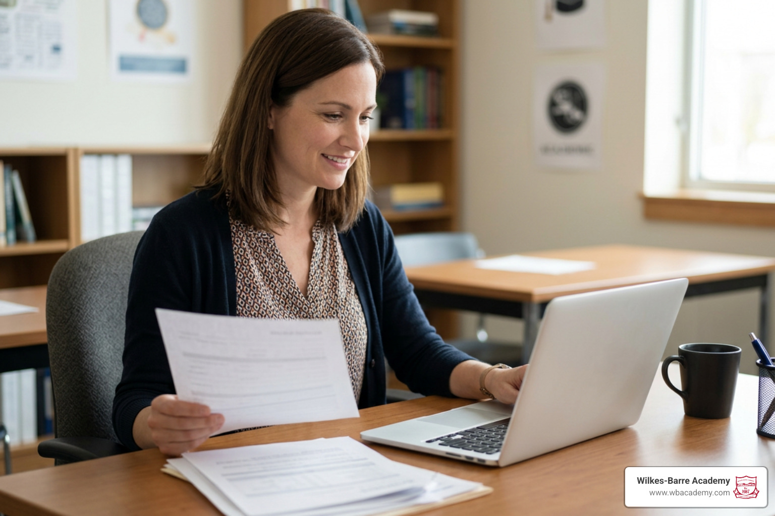 Educator preparing application materials
