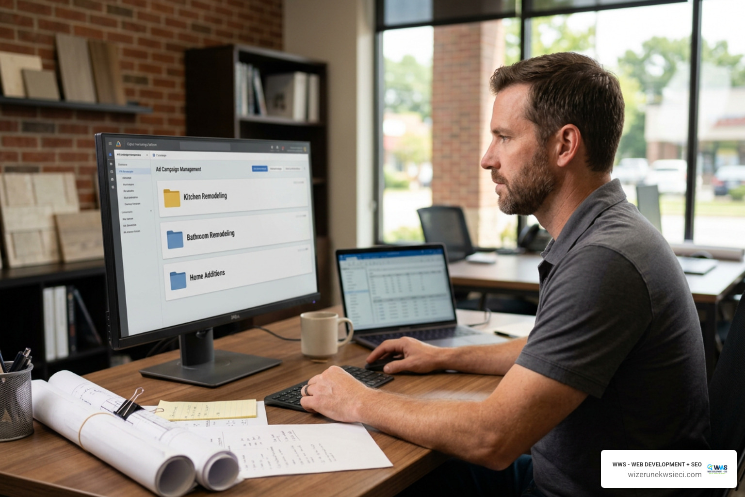 Dedicated Google Ads campaign structure organized by specific contractor service category