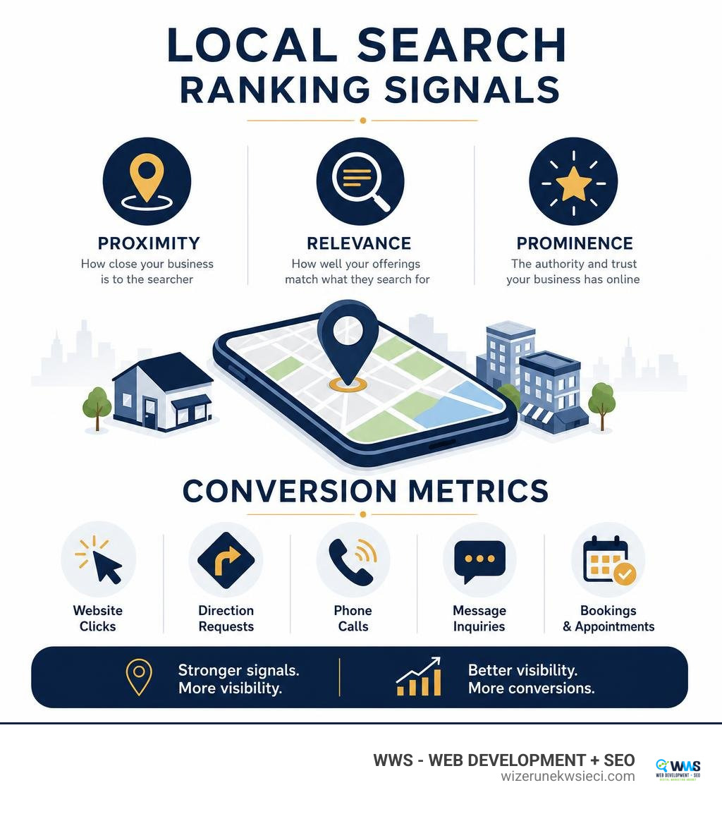 Local search ranking signals and conversion metrics infographic Local search ranking signals and conversion metrics infographic
