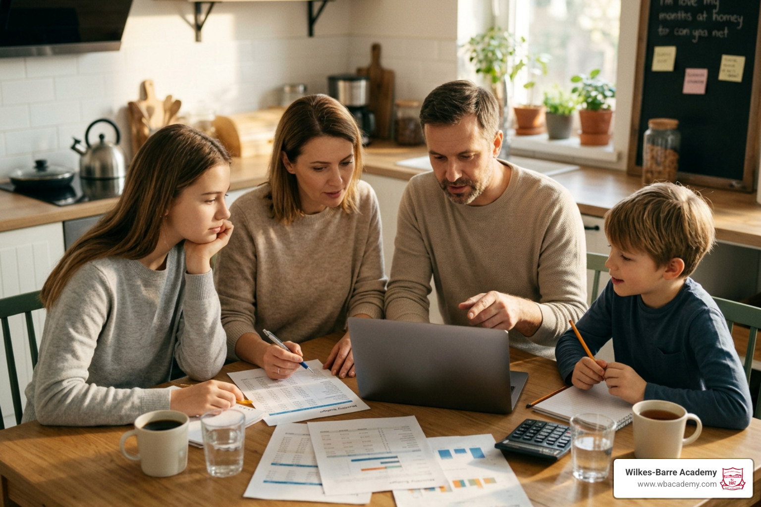 family reviewing an academic budget plan family reviewing an academic budget plan