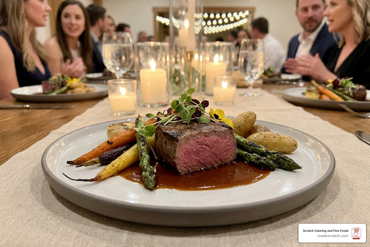 Chef-prepared artisanal plated wedding dinner Chef-prepared artisanal plated wedding dinner