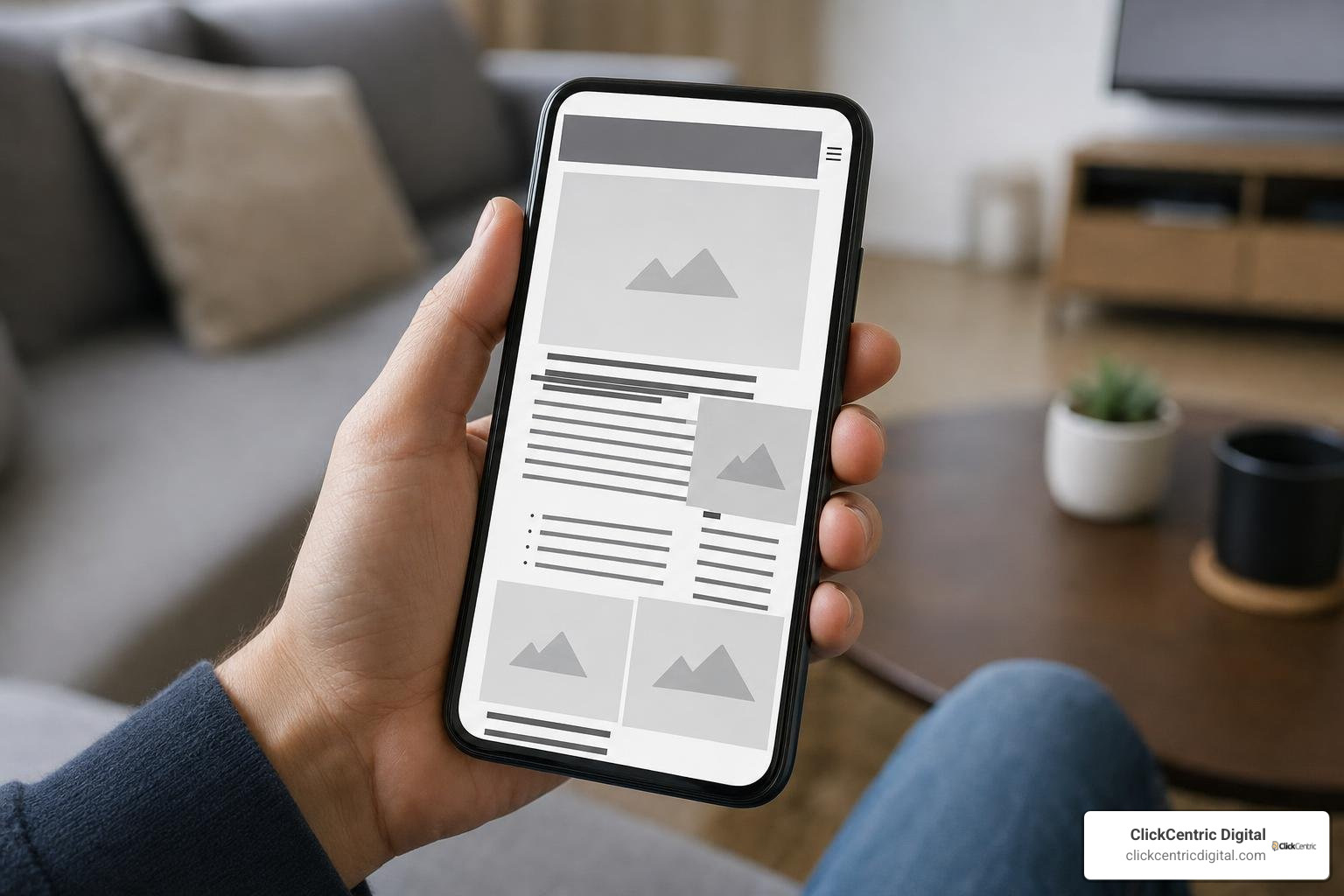 Broken webpage elements and layout errors on a mobile device screen