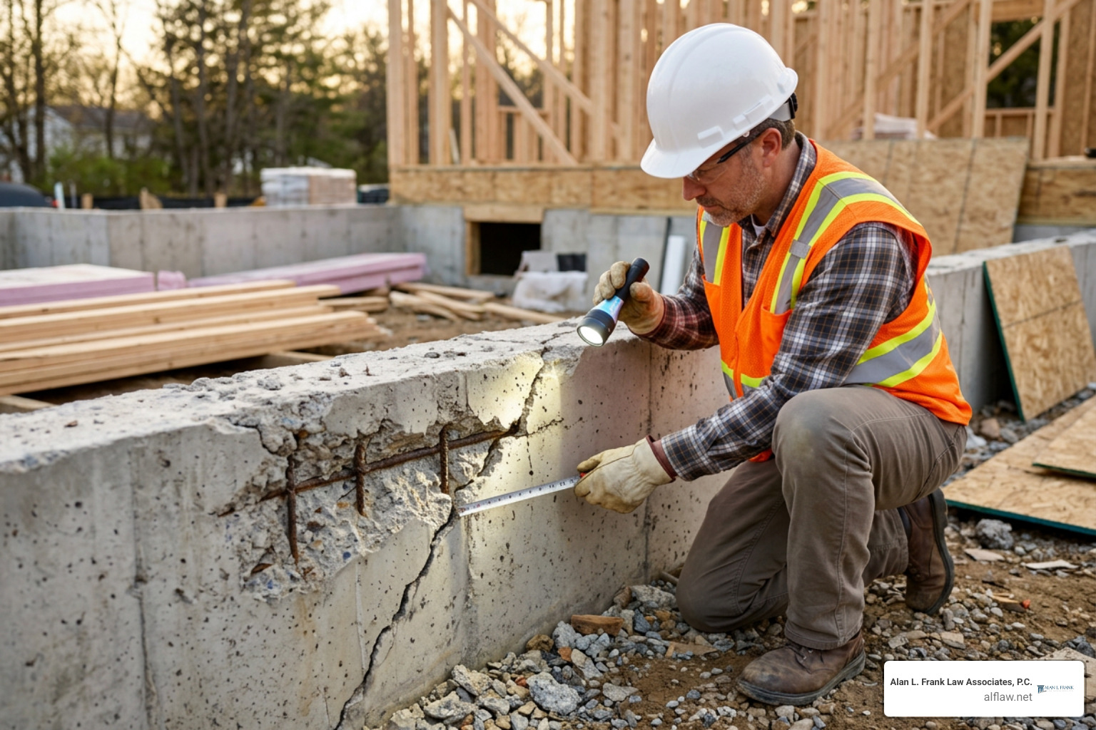 structural engineer inspecting a compromised foundation beam