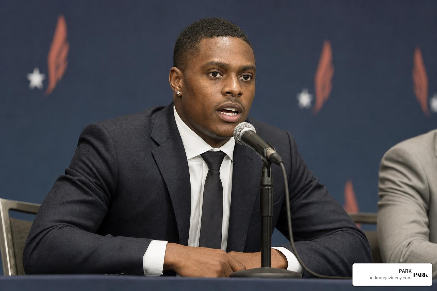 Christian Coleman at an international track press conference Christian Coleman at an international track press conference