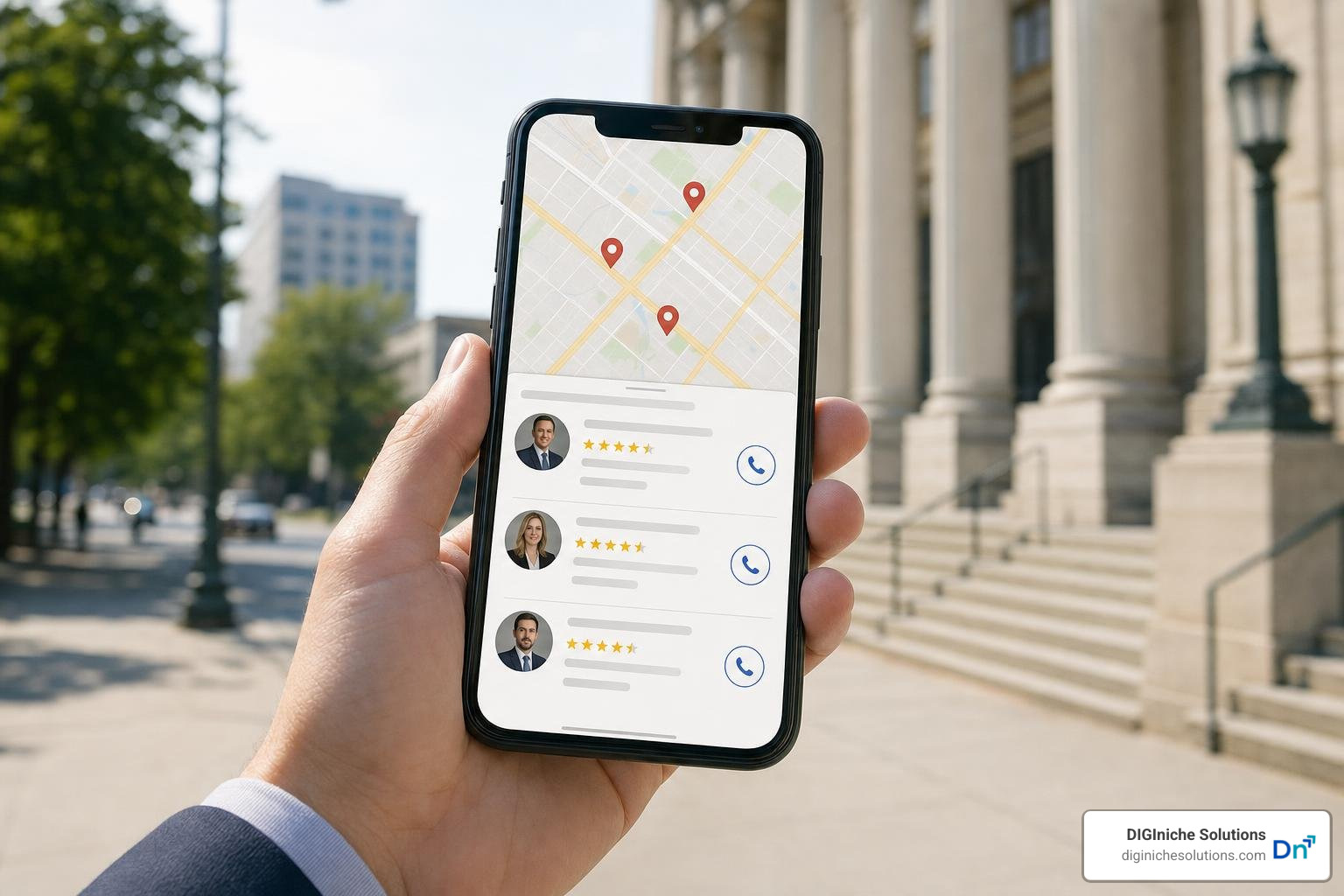 Local Google Map Pack results for defense attorneys Local Google Map Pack results for defense attorneys