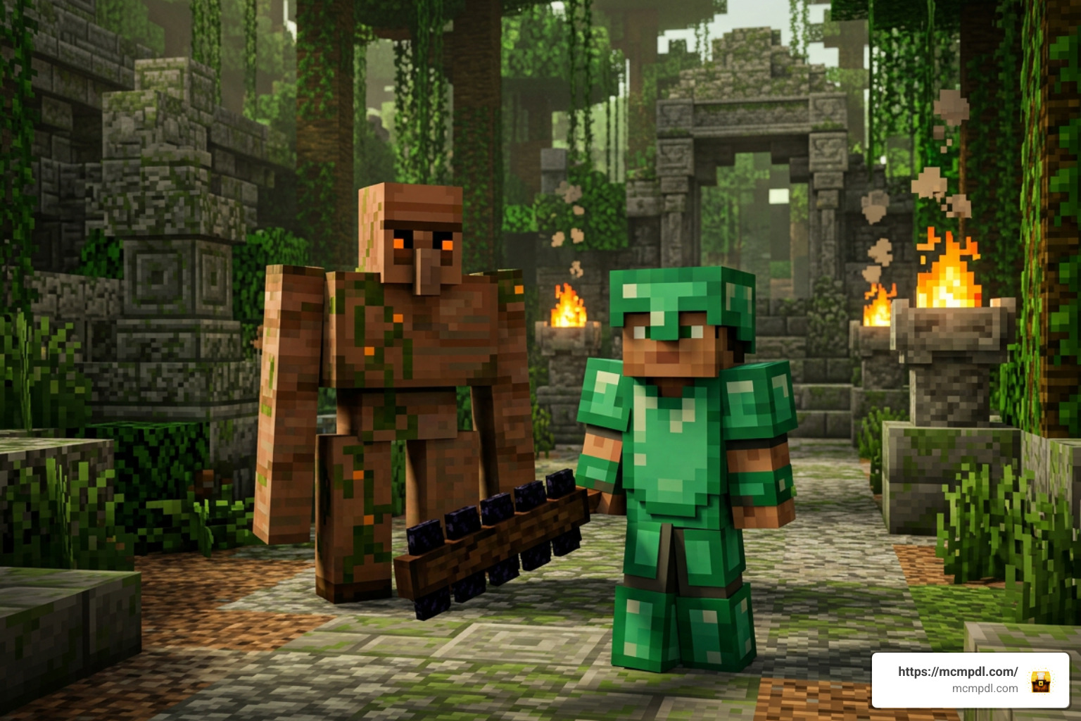 Custom Jade armor Macuahuitl weapons and Clay Golem