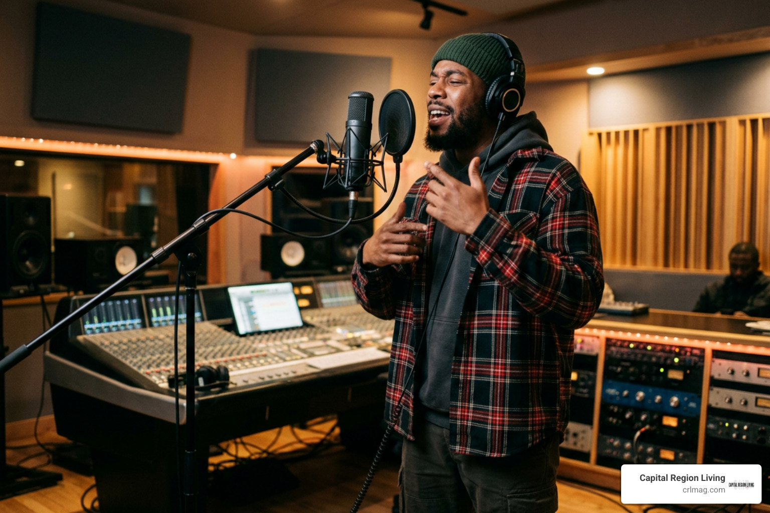 J. Alphonse Nicholson performing music in a recording studio