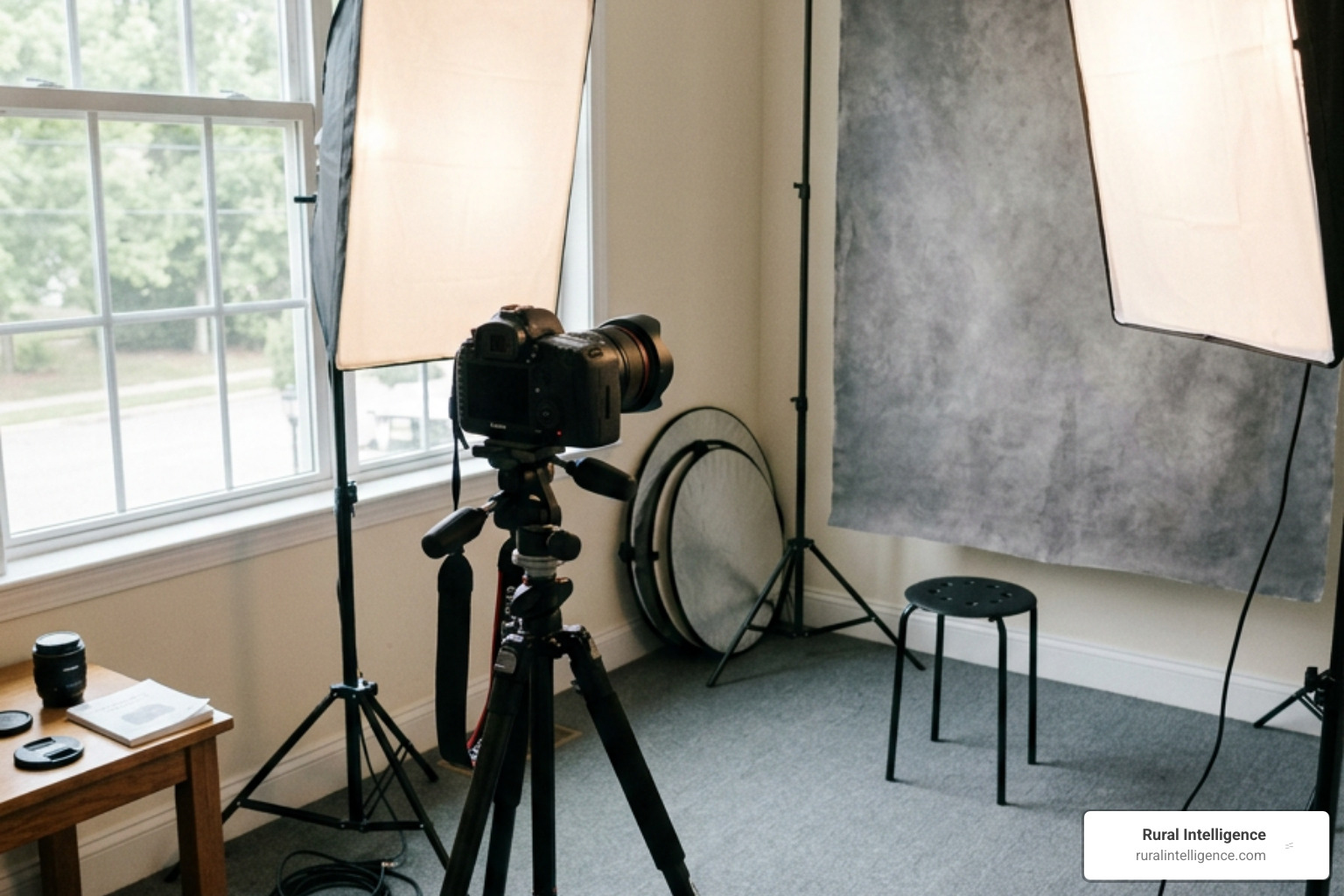 Professional lifestyle photography equipment and portrait setup