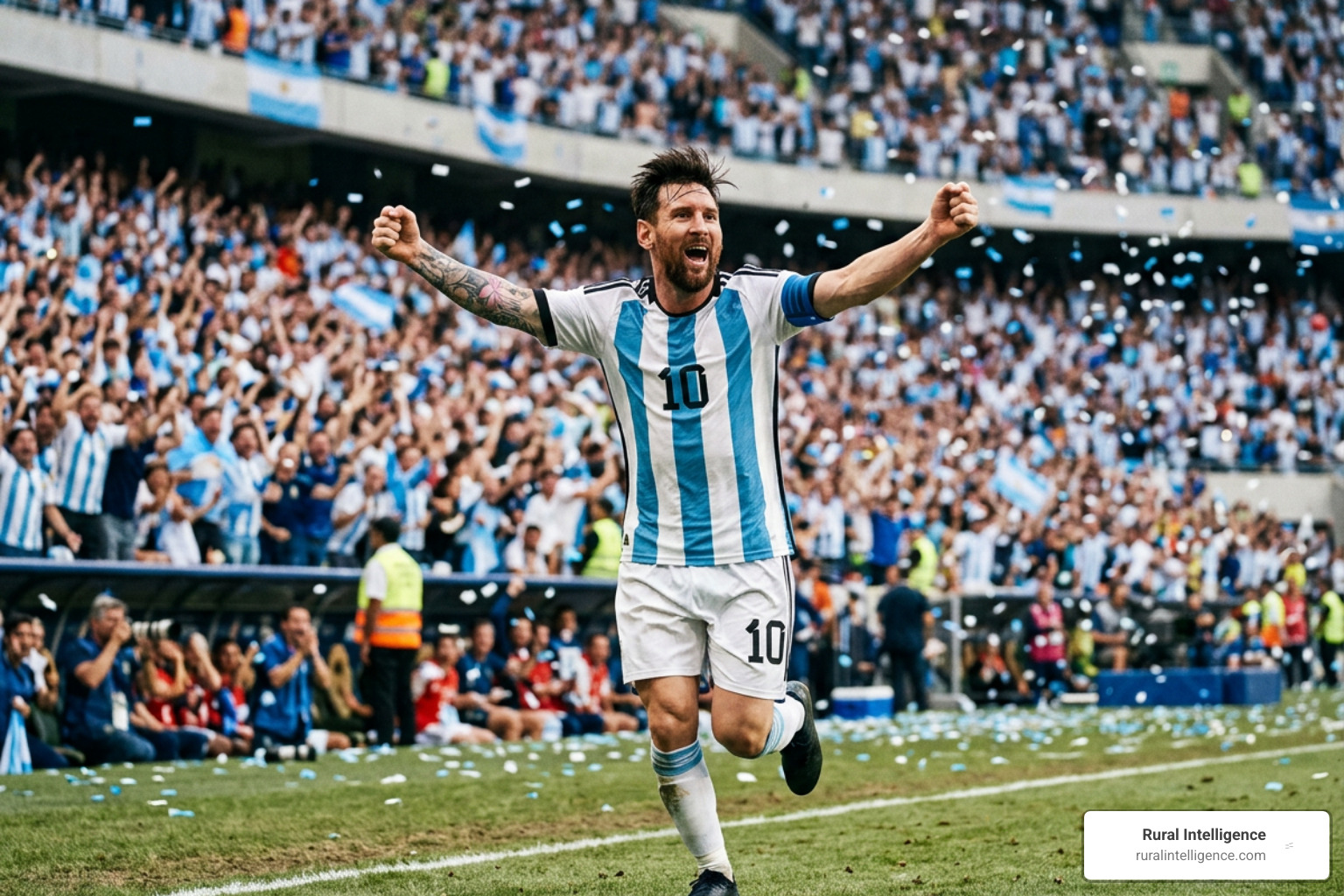 Lionel Messi celebrating at the 2026 World Cup Lionel Messi celebrating at the 2026 World Cup
