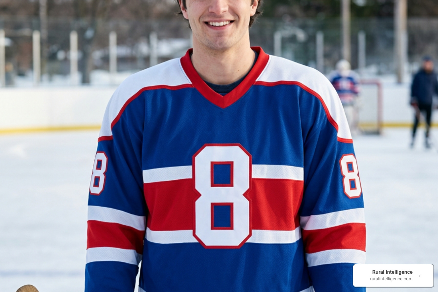 Belmont Cameli on set portraying hockey star Garrett Graham