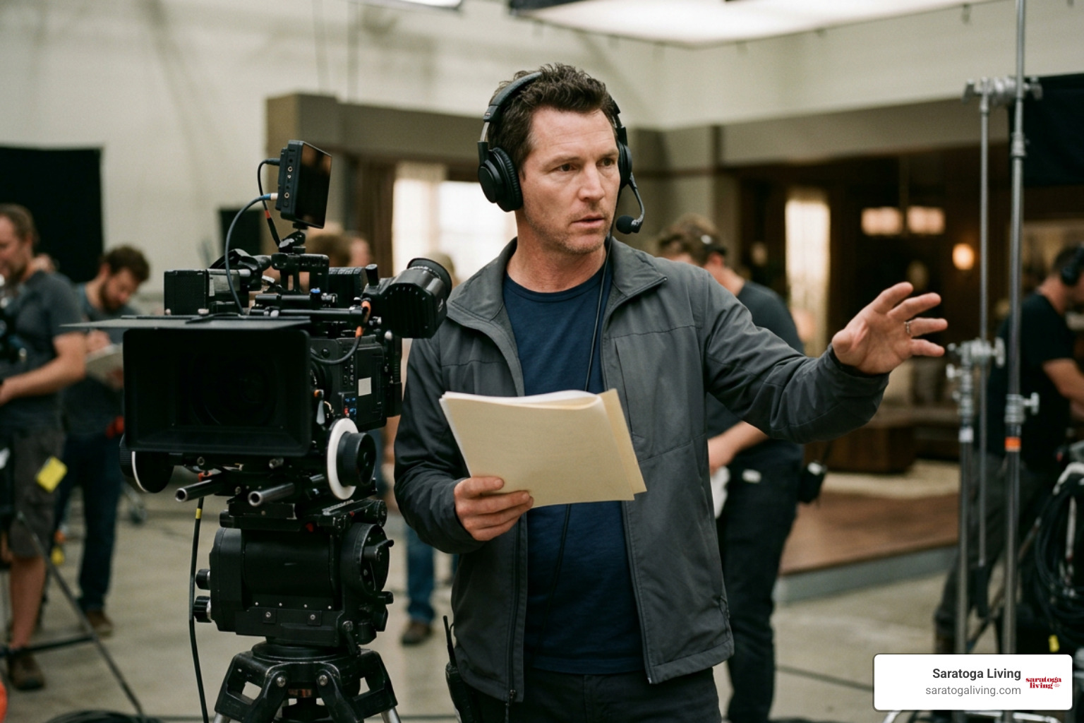 Shawn Hatosy directing an episode on television set