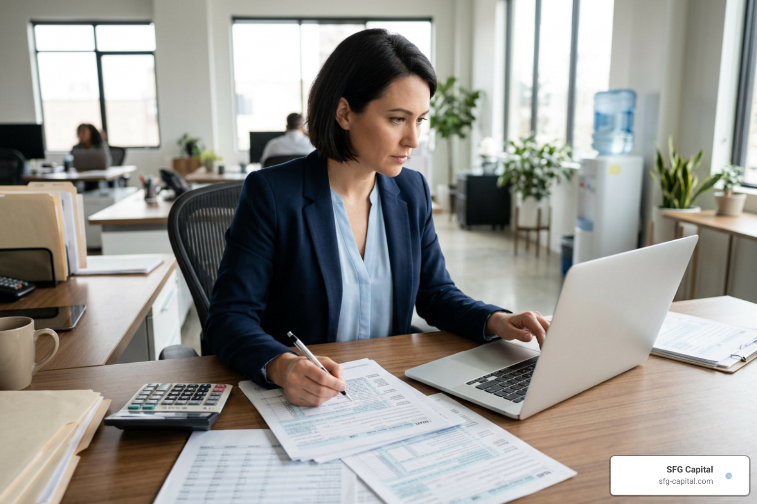 Accountant reconciling payroll records with tax credits Accountant reconciling payroll records with tax credits