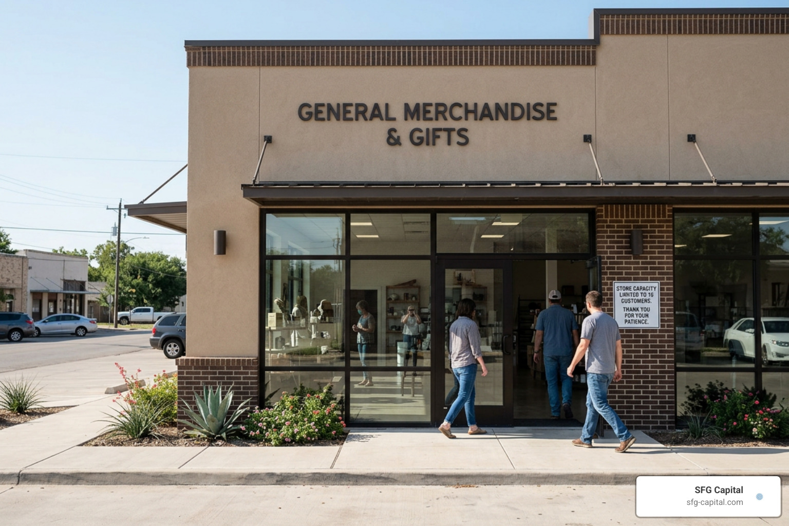 Texas commercial storefront adhering to capacity limits Texas commercial storefront adhering to capacity limits
