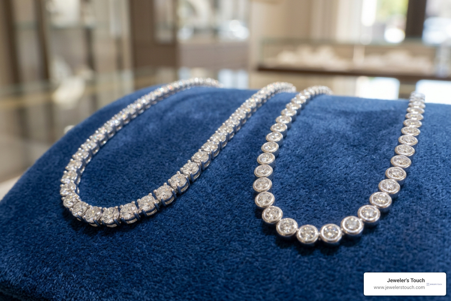 Fine diamond necklaces showcasing prong and bezel craftsmanship