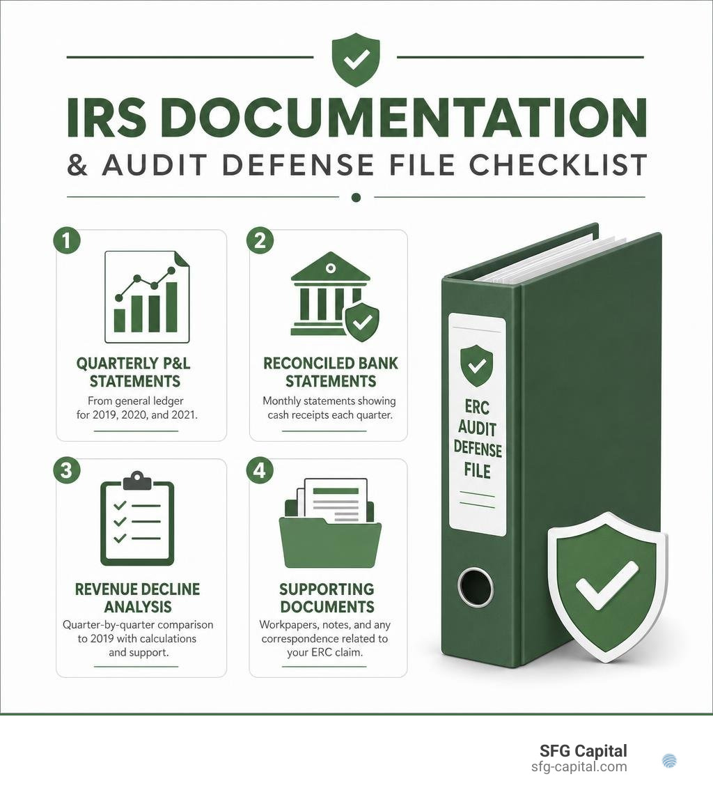 IRS documentation and audit defense file checklist infographic IRS documentation and audit defense file checklist infographic