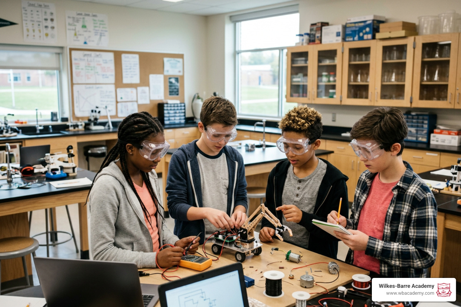 Science Olympiad team members testing equipment Science Olympiad team members testing equipment