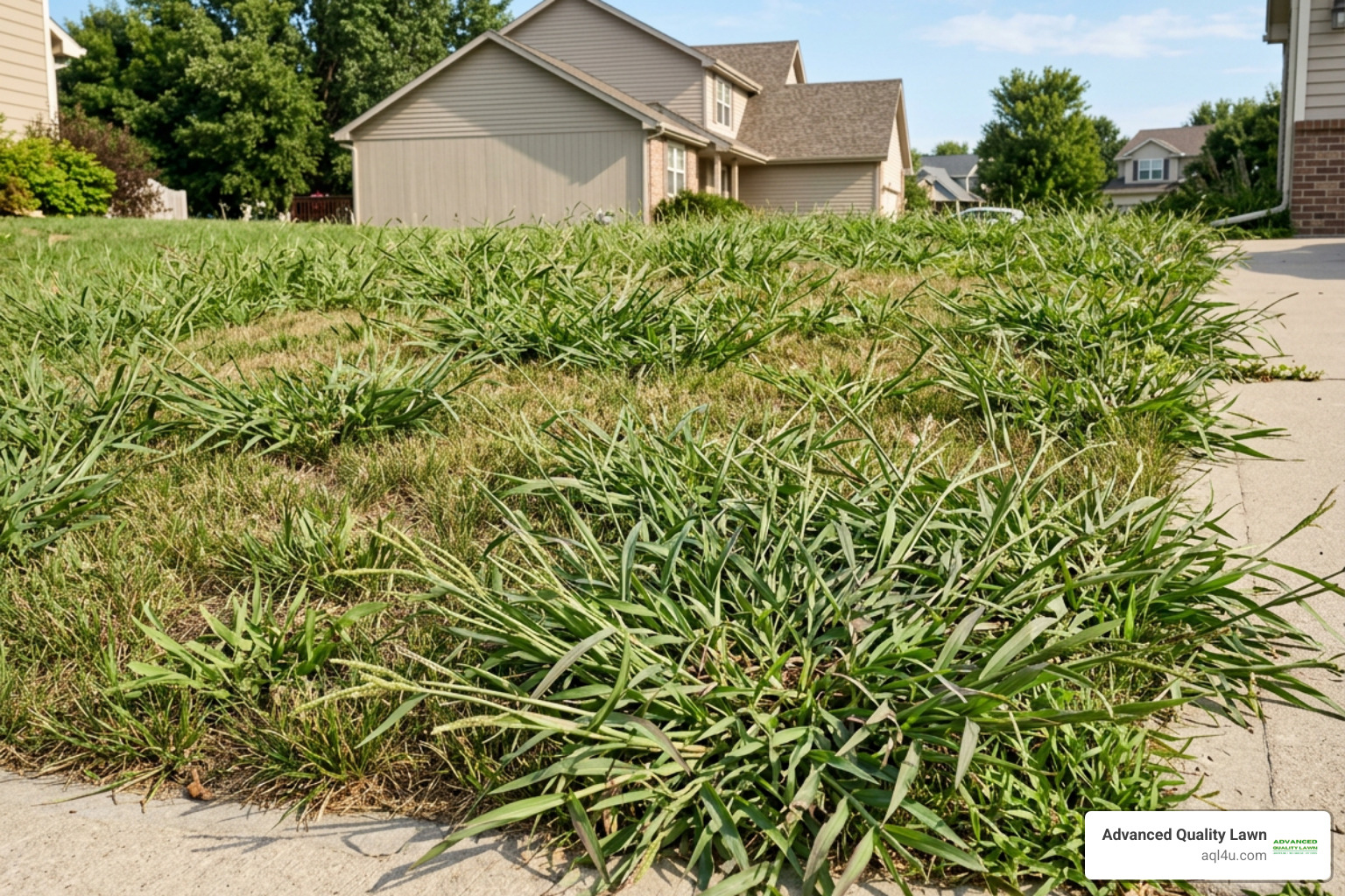 Aggressive crabgrass spreading in thin turf