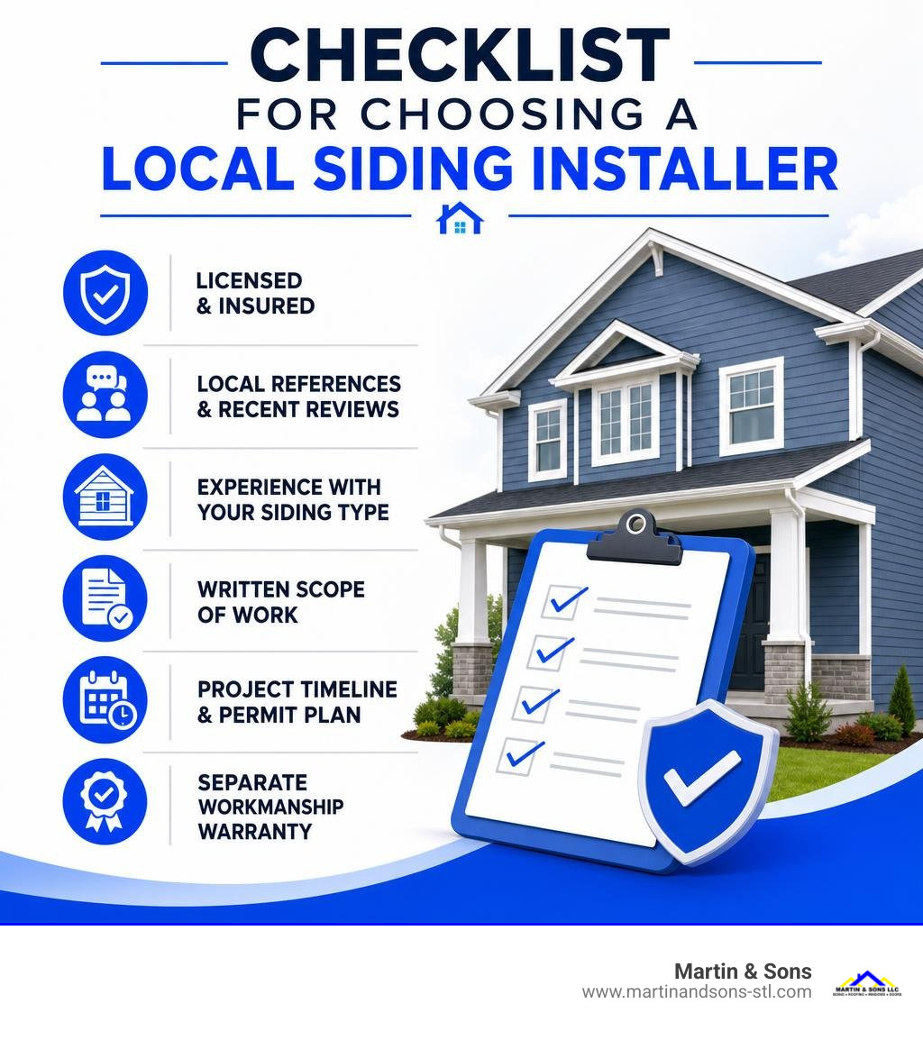 Checklist for choosing a local siding installer infographic Checklist for choosing a local siding installer infographic