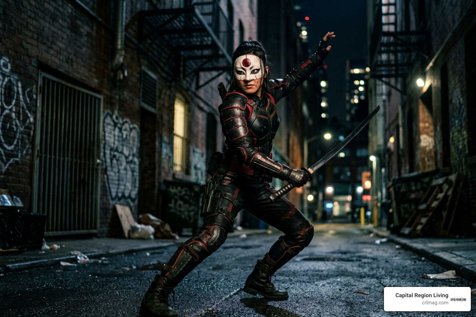 Karen Fukuhara portraying Katana in Suicide Squad