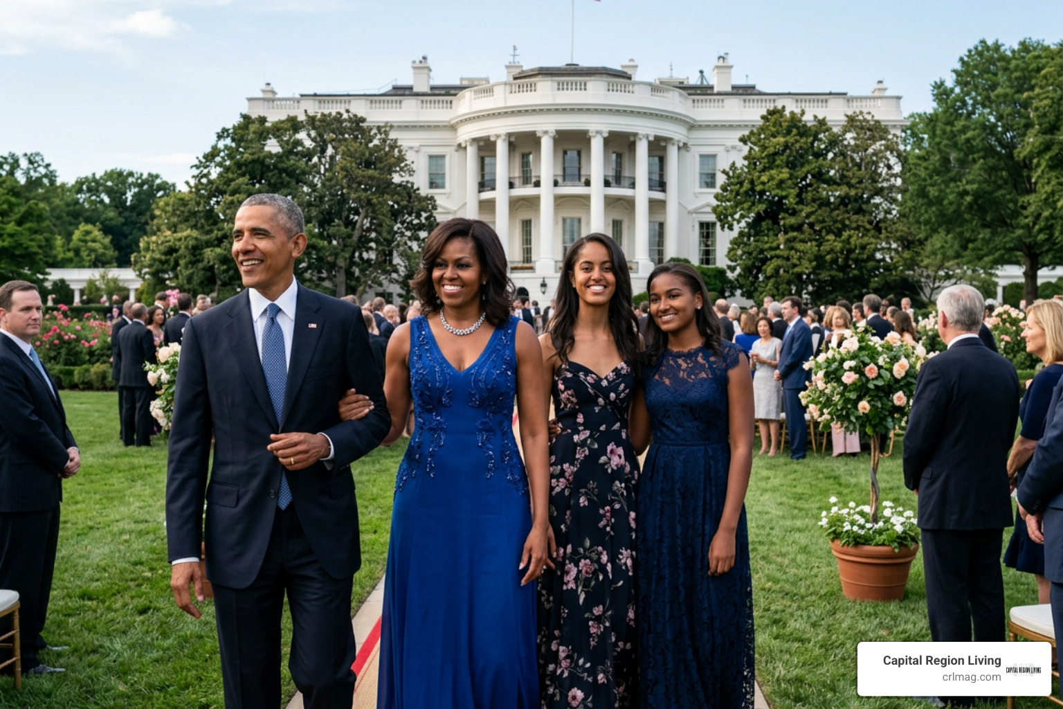 The Obama family attending an official White House event on the South Lawn