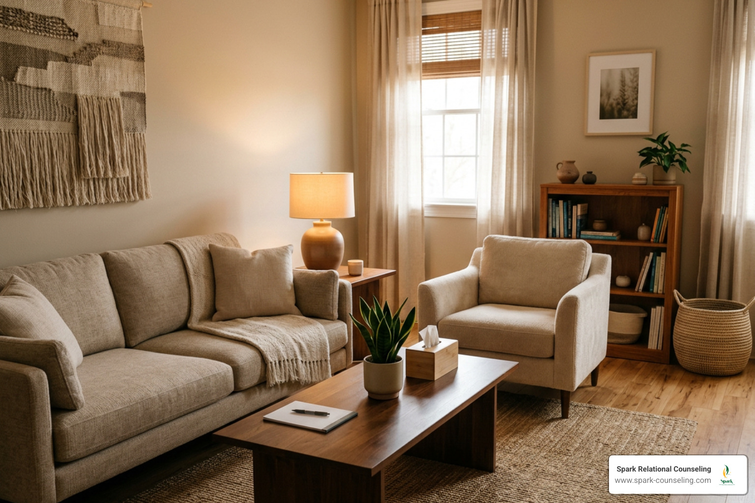 face-free cross-cultural counseling office in muted amber tones face-free cross-cultural counseling office in muted amber tones