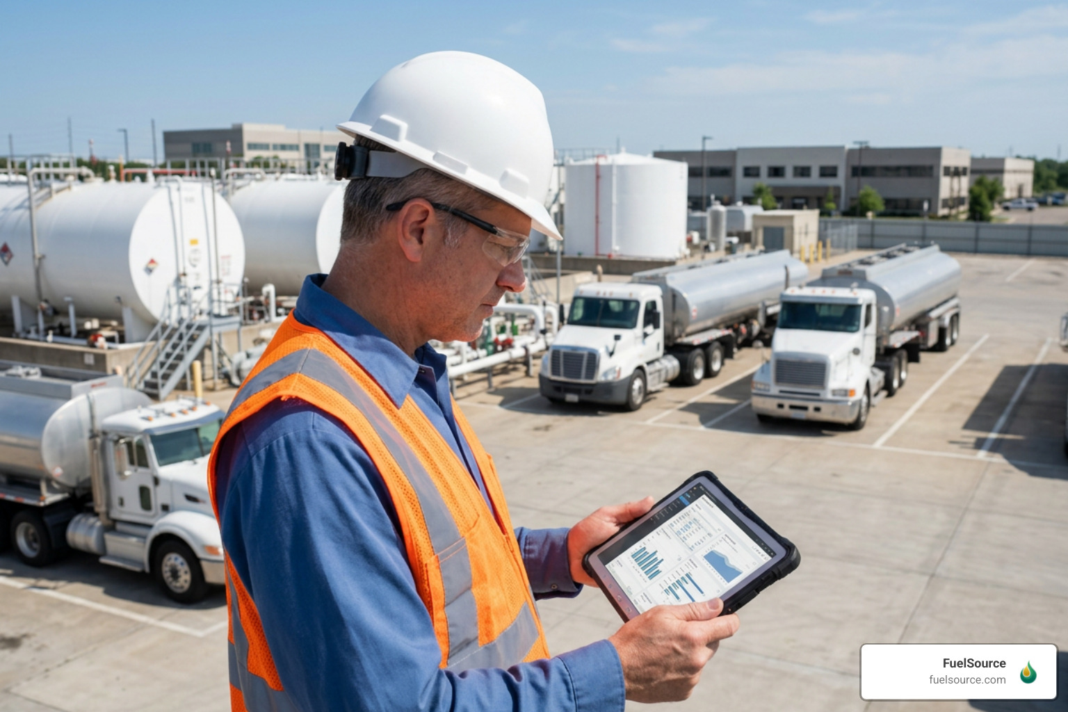 fleet manager checking digital fuel portal dashboard