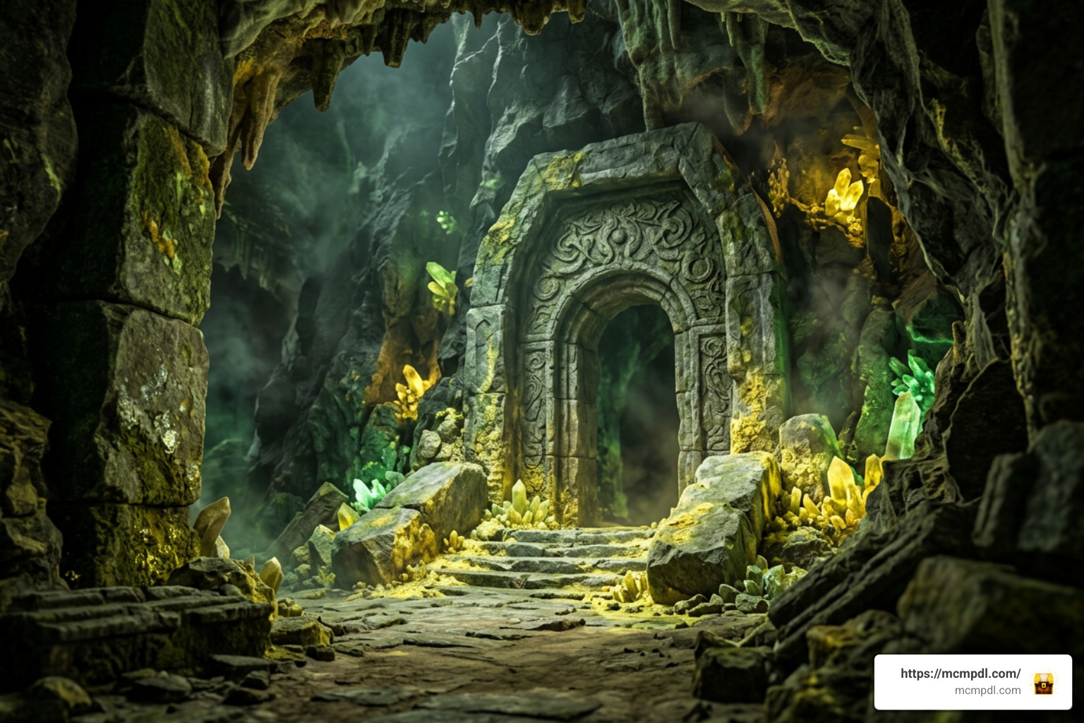 Ancient elemental stronghold entrance inside a Sulfur Cave Ancient elemental stronghold entrance inside a Sulfur Cave