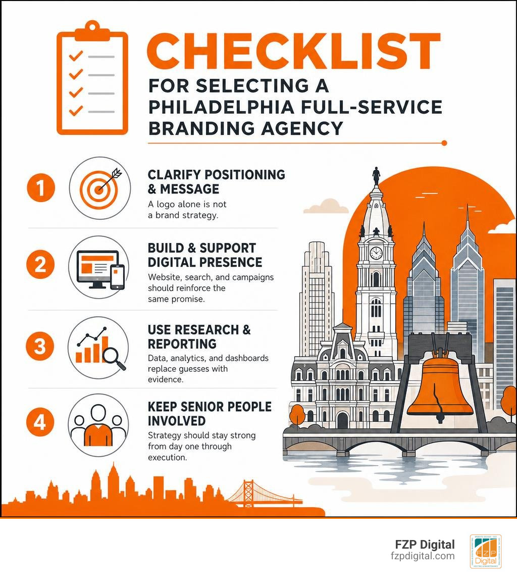 Checklist for selecting a Philadelphia full-service branding agency infographic Checklist for selecting a Philadelphia full-service branding agency infographic