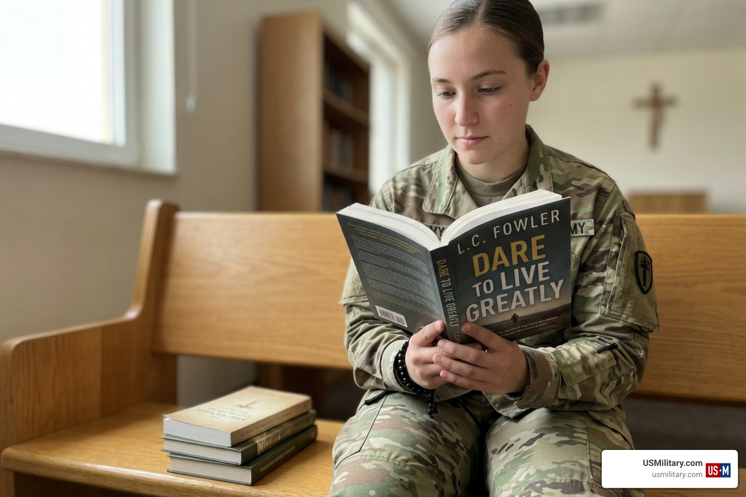 American soldier reading Bible American soldier reading Bible