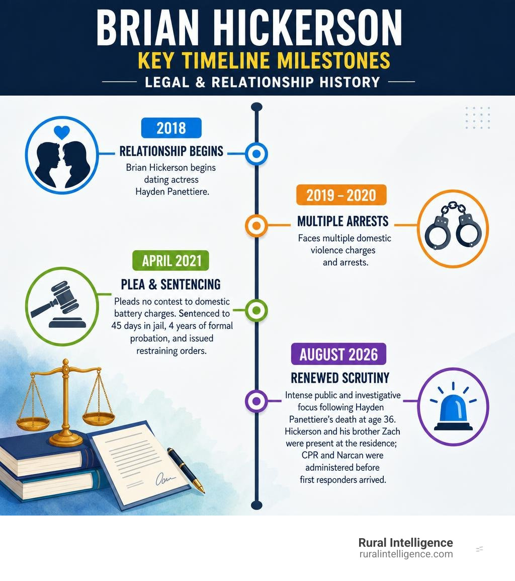 key timeline milestones in brian hickerson legal and relationship history infographic