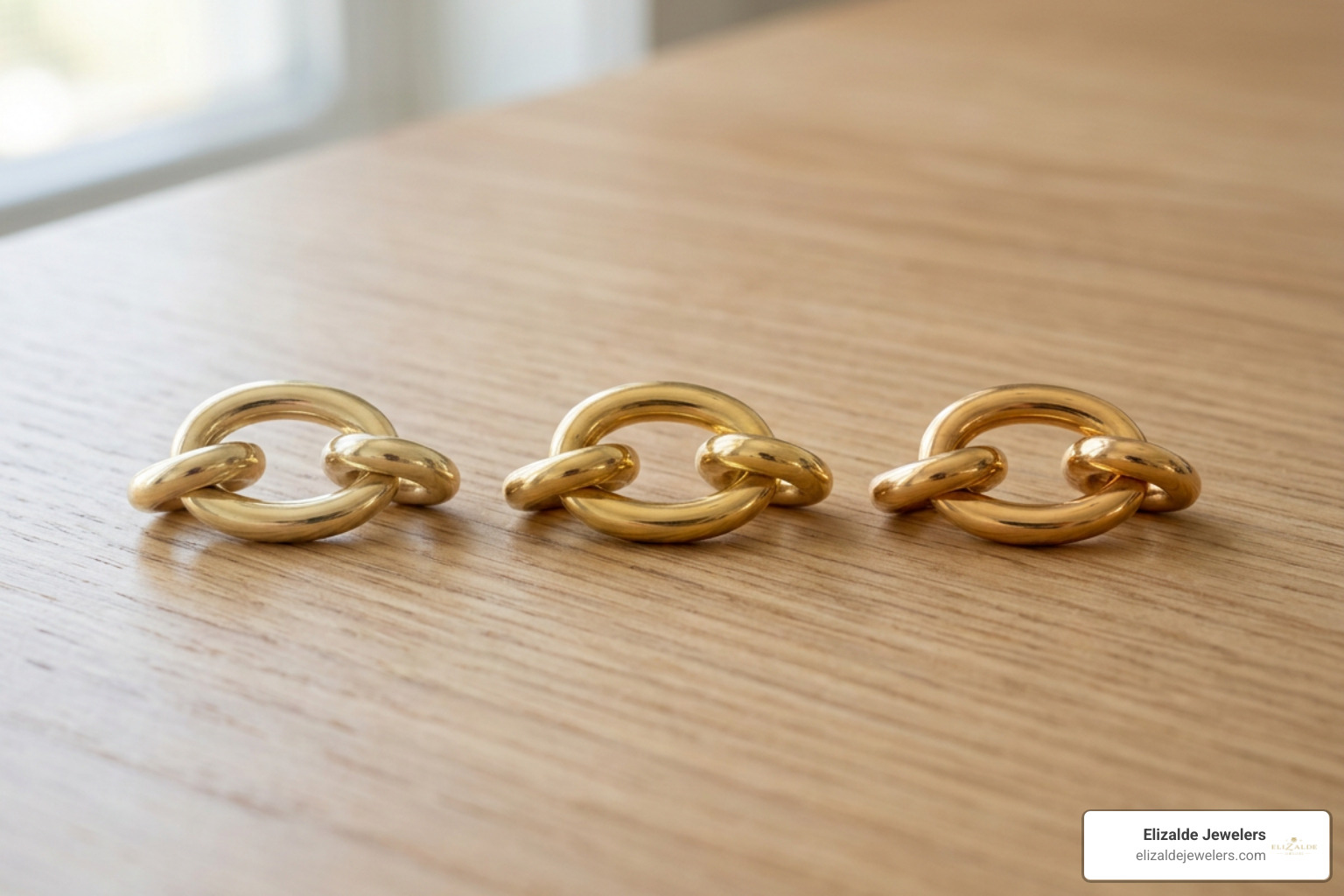 Comparison of 10K, 14K, and 18K gold purity color tones and hardness levels