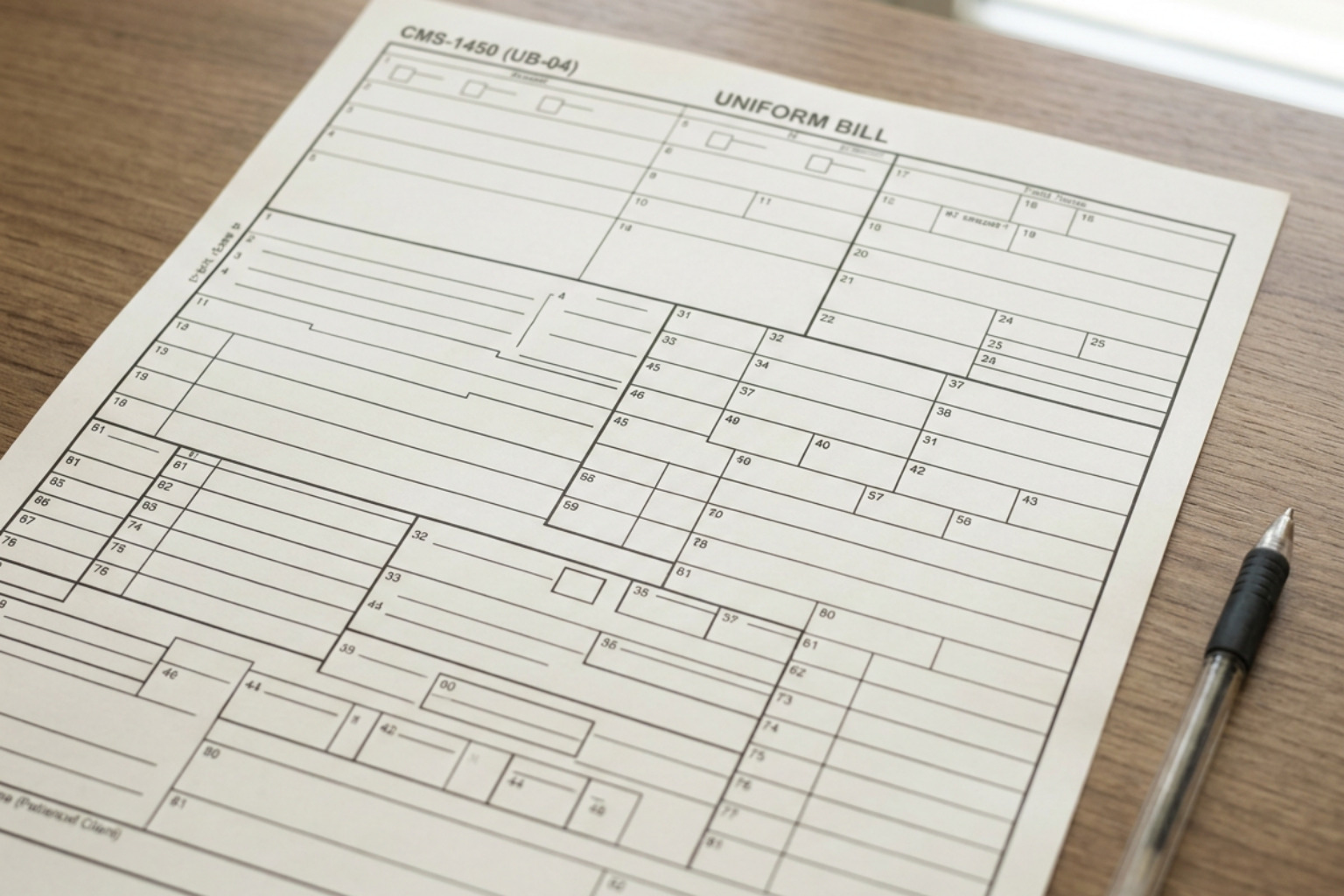 Field locator layout on CMS-1450 form Field locator layout on CMS-1450 form