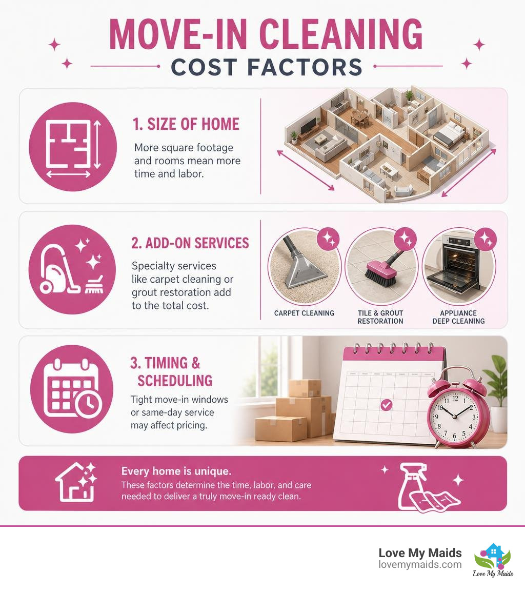 Move-in cleaning cost factors infographic Move-in cleaning cost factors infographic