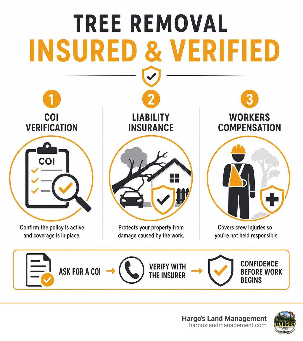 infographic showing COI verification, liability insurance, and workers compensation infographic