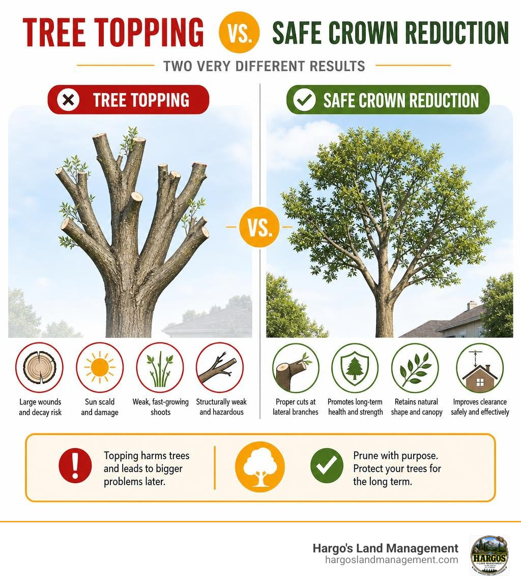 tree topping versus safe crown reduction infographic tree topping versus safe crown reduction infographic