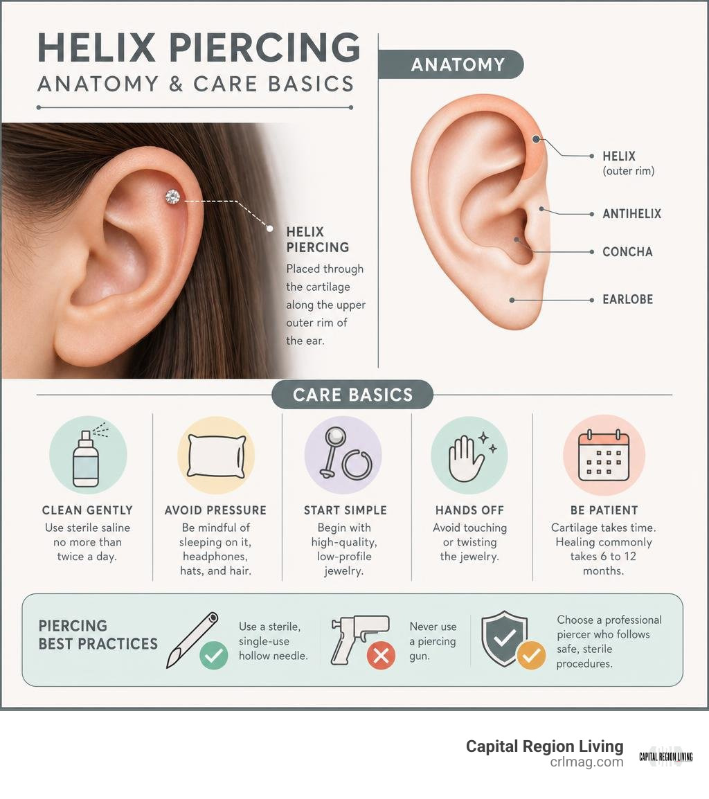 Helix piercing anatomy and care basics infographic infographic Helix piercing anatomy and care basics infographic infographic