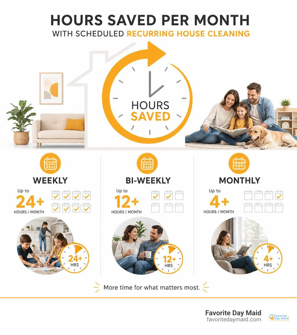 infographic showing hours saved per month with scheduled recurring house cleaning infographic infographic showing hours saved per month with scheduled recurring house cleaning infographic