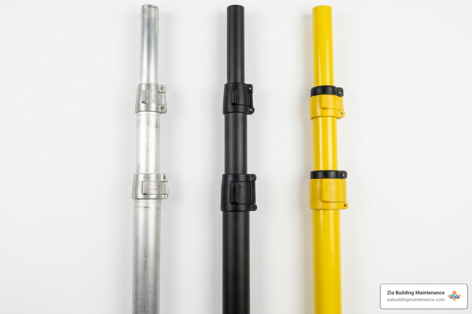 Comparison of carbon fiber fiberglass and aluminum extension pole segments Comparison of carbon fiber fiberglass and aluminum extension pole segments