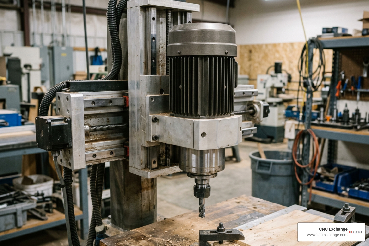 air-cooled VFD spindle mounted on a rigid Z-axis carriage
