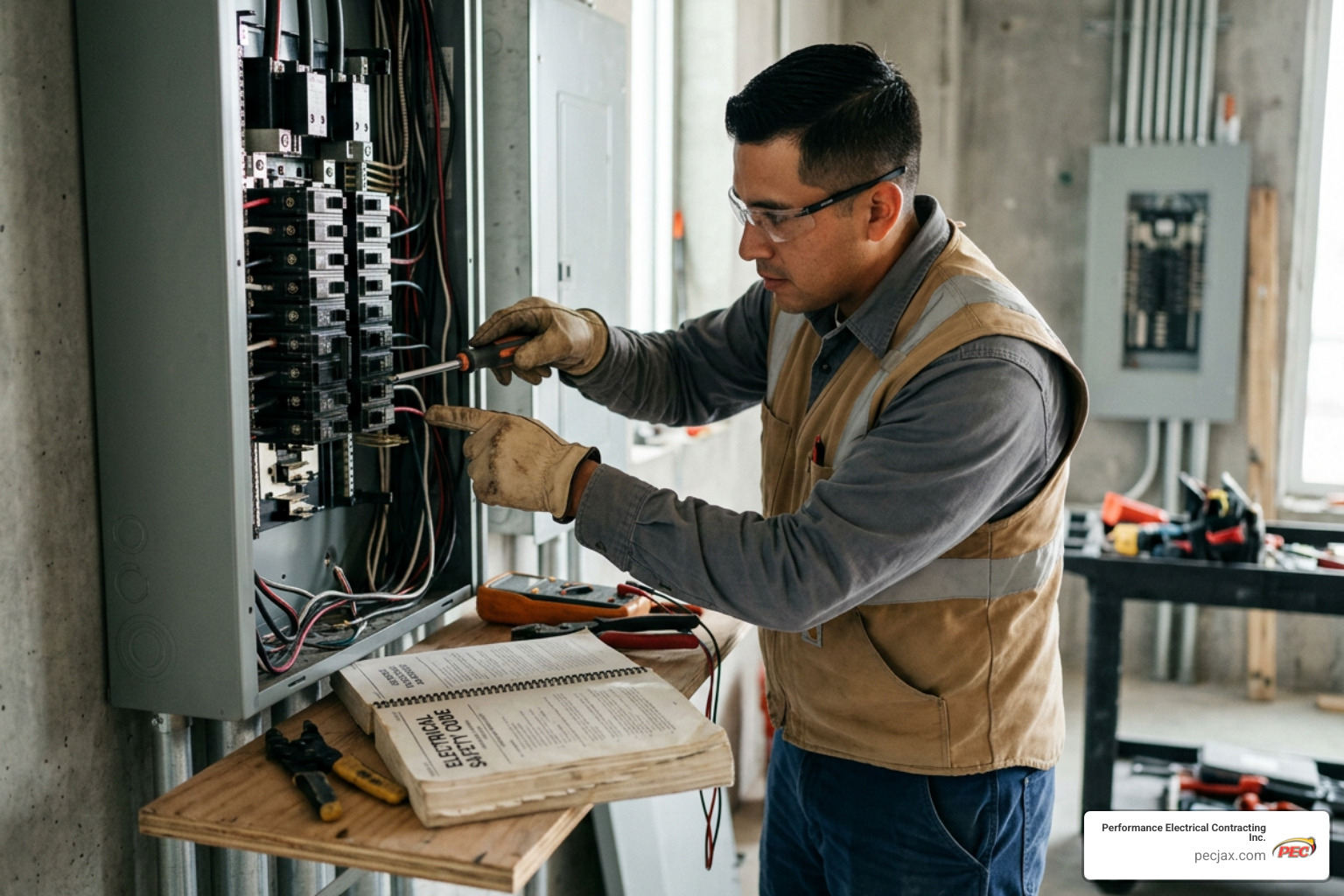 electrical safety codes officer inspecting high-voltage switchgear