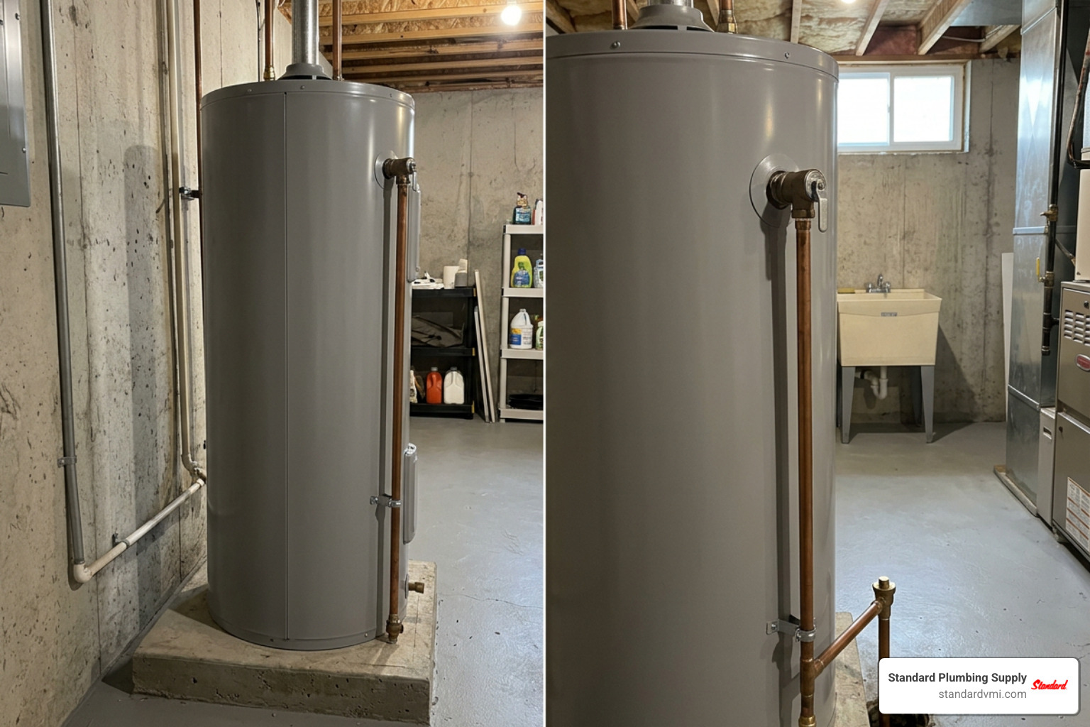 Proper water heater discharge pipe termination